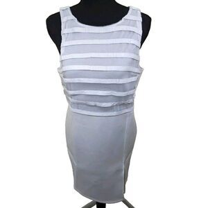 Lucy & Co White A- Line Side Slit Stripe Sheath Mini Dress Medium